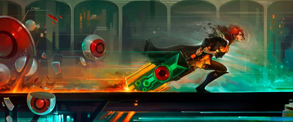 Red Run - Transistor fan art ultrawide wallpaper